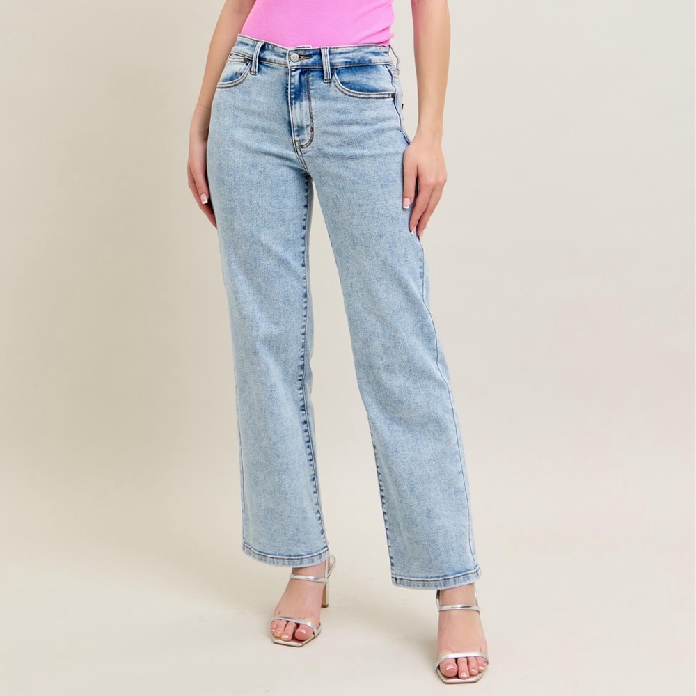 Judy Blue Full Size High Waist Stone Wash Straight Jeans Plus Size